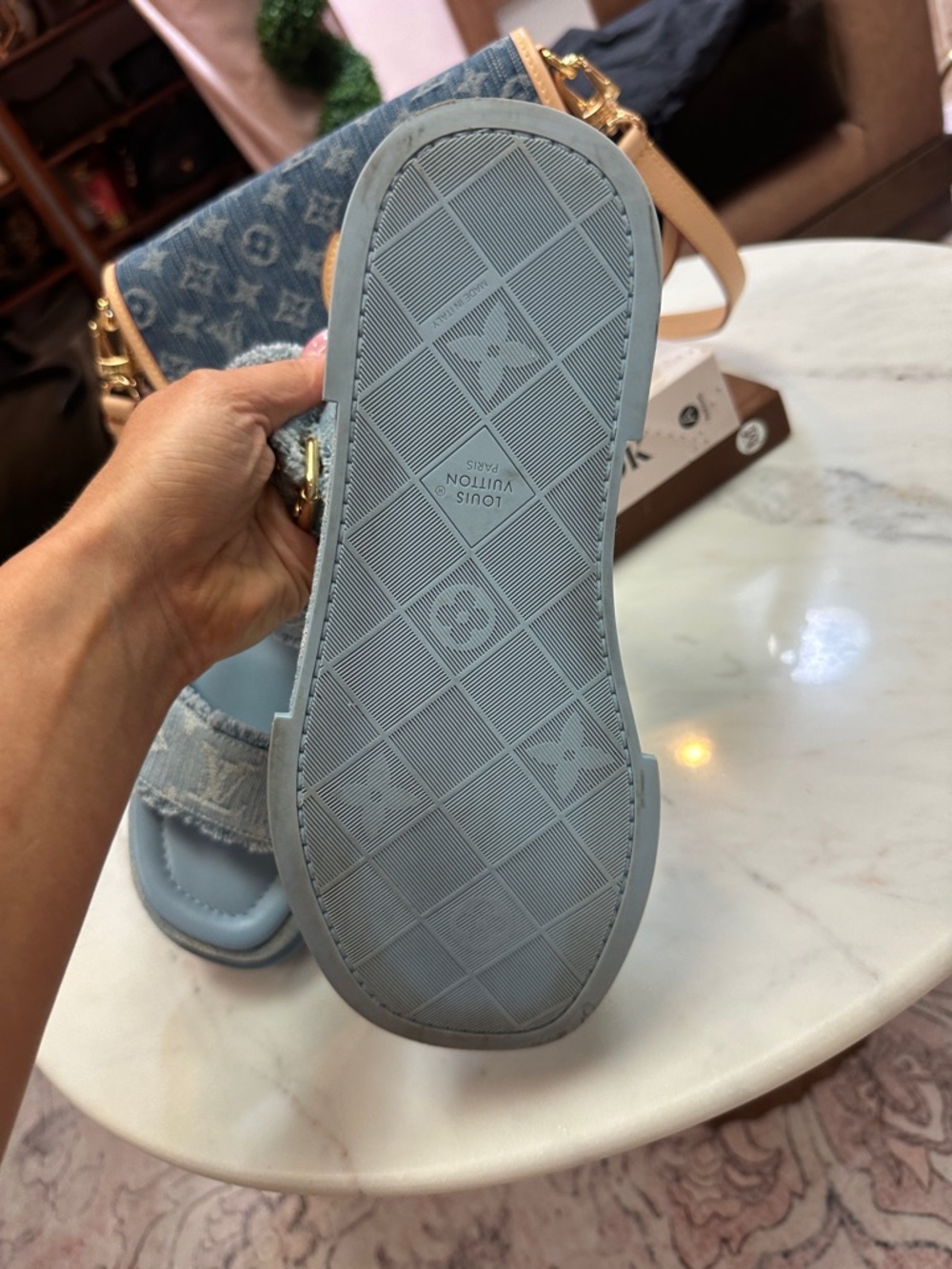 Size 38 100% authentic Louis Vuitton wedges denim - Picture 9 of 15